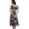 imageLYANER Womens 2 Piece Outfits Floral Self Tie Knot Crop Top and Midi Skirt SetTropical Green