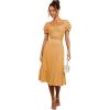 imageLYANER Womens 2 Piece Outfits Floral Self Tie Knot Crop Top and Midi Skirt SetYellow