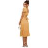 imageLYANER Womens 2 Piece Outfits Floral Self Tie Knot Crop Top and Midi Skirt SetYellow