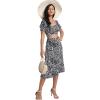 imageLYANER Womens 2 Piece Outfits Floral Self Tie Knot Crop Top and Midi Skirt SetZebra Black