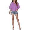 imageLYANER Womens Collar V Neck Button Down Lantern Short Sleeve Blouse Crop Top ShirtLight Purple