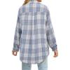 imageLYANER Womens Flannel Plaid Shirt Oversized Button Down Roll Up Long Sleeve Blouse Top with PocketsBlue