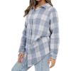 imageLYANER Womens Flannel Plaid Shirt Oversized Button Down Roll Up Long Sleeve Blouse Top with PocketsBlue