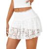 imageLYANER Womens Floral Lace High Waist Pleated ALine Club Mini Skirt with LingerieWhite