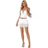 imageLYANER Womens Floral Lace High Waist Pleated ALine Club Mini Skirt with LingerieWhite