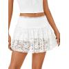imageLYANER Womens Floral Lace High Waist Pleated ALine Club Mini Skirt with LingerieWhite