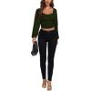 imageLYANER Womens Off Shoulder Ruched Lantern Sleeve Sexy Crop Top Tube BlouseArmy Green