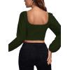 imageLYANER Womens Off Shoulder Ruched Lantern Sleeve Sexy Crop Top Tube BlouseArmy Green