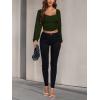 imageLYANER Womens Off Shoulder Ruched Lantern Sleeve Sexy Crop Top Tube BlouseArmy Green
