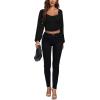 imageLYANER Womens Off Shoulder Ruched Lantern Sleeve Sexy Crop Top Tube BlouseBlack