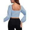 imageLYANER Womens Off Shoulder Ruched Lantern Sleeve Sexy Crop Top Tube BlouseLight Blue