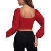 imageLYANER Womens Off Shoulder Ruched Lantern Sleeve Sexy Crop Top Tube BlouseRed