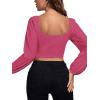 imageLYANER Womens Off Shoulder Ruched Lantern Sleeve Sexy Crop Top Tube BlouseRose