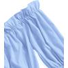 imageLYANER Womens Off Shoulder Ruffle Trim Puff Long Sleeve Tube Crop Blouse Shirt TopBaby Blue
