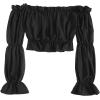 imageLYANER Womens Off Shoulder Ruffle Trim Puff Long Sleeve Tube Crop Blouse Shirt TopBlack