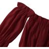 imageLYANER Womens Off Shoulder Ruffle Trim Puff Long Sleeve Tube Crop Blouse Shirt TopBurgundy