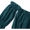 imageLYANER Womens Off Shoulder Ruffle Trim Puff Long Sleeve Tube Crop Blouse Shirt TopDeep Teal