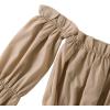 imageLYANER Womens Off Shoulder Ruffle Trim Puff Long Sleeve Tube Crop Blouse Shirt TopKhaki