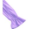 imageLYANER Womens Off Shoulder Ruffle Trim Puff Long Sleeve Tube Crop Blouse Shirt TopPurple