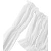 imageLYANER Womens Off Shoulder Ruffle Trim Puff Long Sleeve Tube Crop Blouse Shirt TopWhite