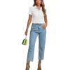 imageLYANER Womens Rib Knit Collar V Neck Button Down Ruffle Tirm Short Sleeve Crop Top Blouse ShirtWhite
