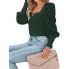 imageLYANER Womens Square Neck Blouse Sheer Mesh Lantern Sleeve Polka Dot Knit Business Casual Tops ShirtsDark Green