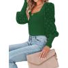 imageLYANER Womens Square Neck Blouse Sheer Mesh Lantern Sleeve Polka Dot Knit Business Casual Tops ShirtsGreen
