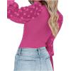 imageLYANER Womens Square Neck Blouse Sheer Mesh Lantern Sleeve Polka Dot Knit Business Casual Tops ShirtsRose