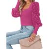imageLYANER Womens Square Neck Blouse Sheer Mesh Lantern Sleeve Polka Dot Knit Business Casual Tops ShirtsRose