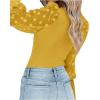 imageLYANER Womens Square Neck Blouse Sheer Mesh Lantern Sleeve Polka Dot Knit Business Casual Tops ShirtsYellow