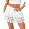 imageLYANER Womens Floral Lace High Waist Pleated ALine Club Mini Skirt with LingerieWhite