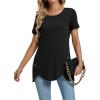 imageLYANER Womens Crewneck Short Sleeve Asymmetrical Hem Casual Basic Shirt TopBlack