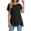 imageLYANER Womens Crewneck Short Sleeve Asymmetrical Hem Casual Basic Shirt TopBlack