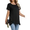 imageLYANER Womens Crewneck Short Sleeve Asymmetrical Hem Casual Basic Shirt TopBlack