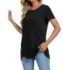 imageLYANER Womens Crewneck Short Sleeve Asymmetrical Hem Casual Basic Shirt TopBlack