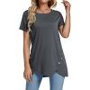 imageLYANER Womens Crewneck Short Sleeve Asymmetrical Hem Casual Basic Shirt TopGray