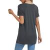 imageLYANER Womens Crewneck Short Sleeve Asymmetrical Hem Casual Basic Shirt TopGray