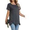 imageLYANER Womens Crewneck Short Sleeve Asymmetrical Hem Casual Basic Shirt TopGray