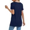 imageLYANER Womens Crewneck Short Sleeve Asymmetrical Hem Casual Basic Shirt TopNavy Blue