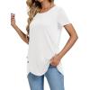 imageLYANER Womens Crewneck Short Sleeve Asymmetrical Hem Casual Basic Shirt TopWhite