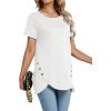 imageLYANER Womens Crewneck Short Sleeve Asymmetrical Hem Casual Basic Shirt TopWhite
