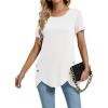 imageLYANER Womens Crewneck Short Sleeve Asymmetrical Hem Casual Basic Shirt TopWhite