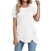 imageLYANER Womens Crewneck Short Sleeve Asymmetrical Hem Casual Basic Shirt TopWhite
