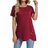 imageLYANER Womens Crewneck Short Sleeve Asymmetrical Hem Casual Basic Shirt TopWine Red