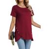 imageLYANER Womens Crewneck Short Sleeve Asymmetrical Hem Casual Basic Shirt TopWine Red