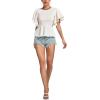 imageLYANER Womens Elegant Crewneck Ruffle Short Sleeve Blouse Shirt Peplum TopBeige