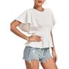 imageLYANER Womens Elegant Crewneck Ruffle Short Sleeve Blouse Shirt Peplum TopBeige