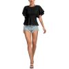 imageLYANER Womens Elegant Crewneck Ruffle Short Sleeve Blouse Shirt Peplum TopBlack