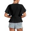 imageLYANER Womens Elegant Crewneck Ruffle Short Sleeve Blouse Shirt Peplum TopBlack