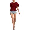 imageLYANER Womens Elegant Crewneck Ruffle Short Sleeve Blouse Shirt Peplum TopBurgundy
